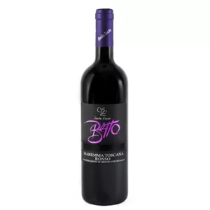 Bouteille Betto 2021, vin rouge sec, appellation Maremma Toscana Rosso DOC, Super Tuscan d’exception, assemblage Merlot, Cabernet Sauvignon et Petit Verdot, élevage 12 à 14 mois en barriques de chêne français, producteur Santa Lucia, région Toscane, pays Italie.