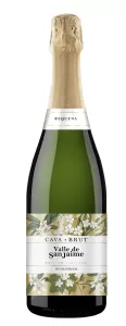 Bouteille Cava Brut Bio Valle de Sanjaime, vin mousseaux bio d’Espagne, assemblage Chardonnay & Macabeo, appelation Cava DO, producteur Valsangiacomo, région Requena, pays Espagne.