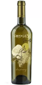 Bouteille Chardonnay Secrets 2023, vin blanc sec, cépage Chardonnay, appellation Cotesti DOC, producteur Crama Pandora, région Cotesti, pays Roumanie.