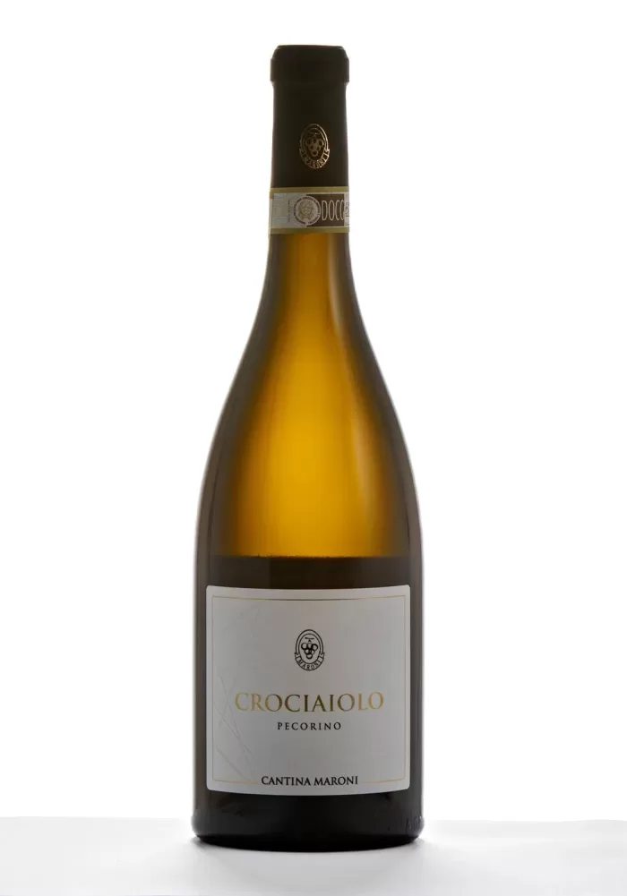 Bouteille Crociaiolo 2024, vin blanc bio, appellation Offida Pecorino DOCG, 100% cépage Pecorino, producteur Cantina Maroni, région Marches, pays Italie
